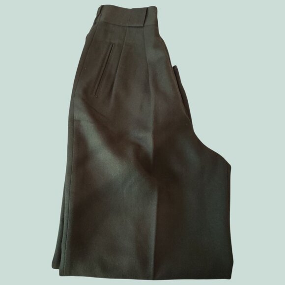 Donatio Martis Italy Mens High-Waisted Pleated Wool Trousers Olive Green 40 - Picture 12 of 16